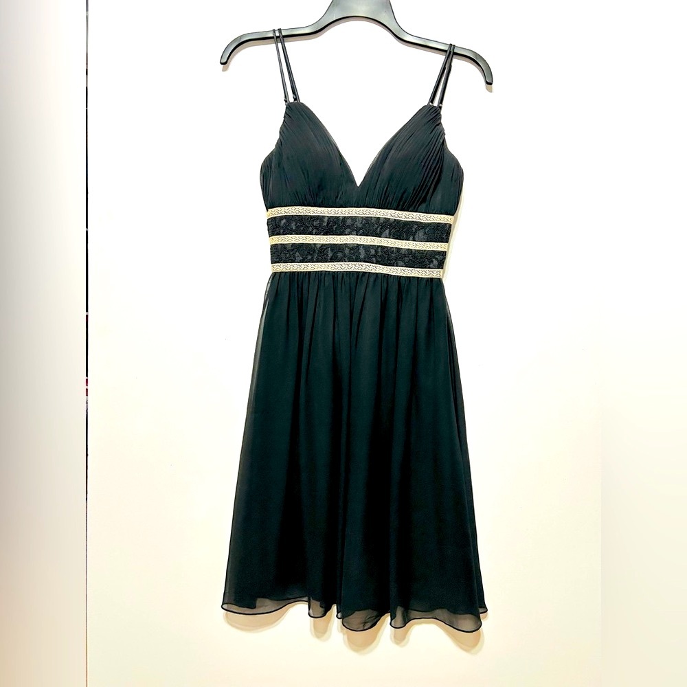White House Black Market Black and Gold Midi Sundress